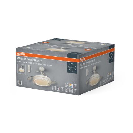 Osram - Dimeriuojamas lubinis šviestuvas su ventiliatoriumi PONIENTE LED/36W/230V 3000/4000/6500K + su nuotoliniu valdymu