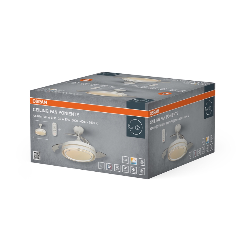 Osram - Dimeriuojamas lubinis šviestuvas su ventiliatoriumi PONIENTE LED/36W/230V 3000/4000/6500K + su nuotoliniu valdymu