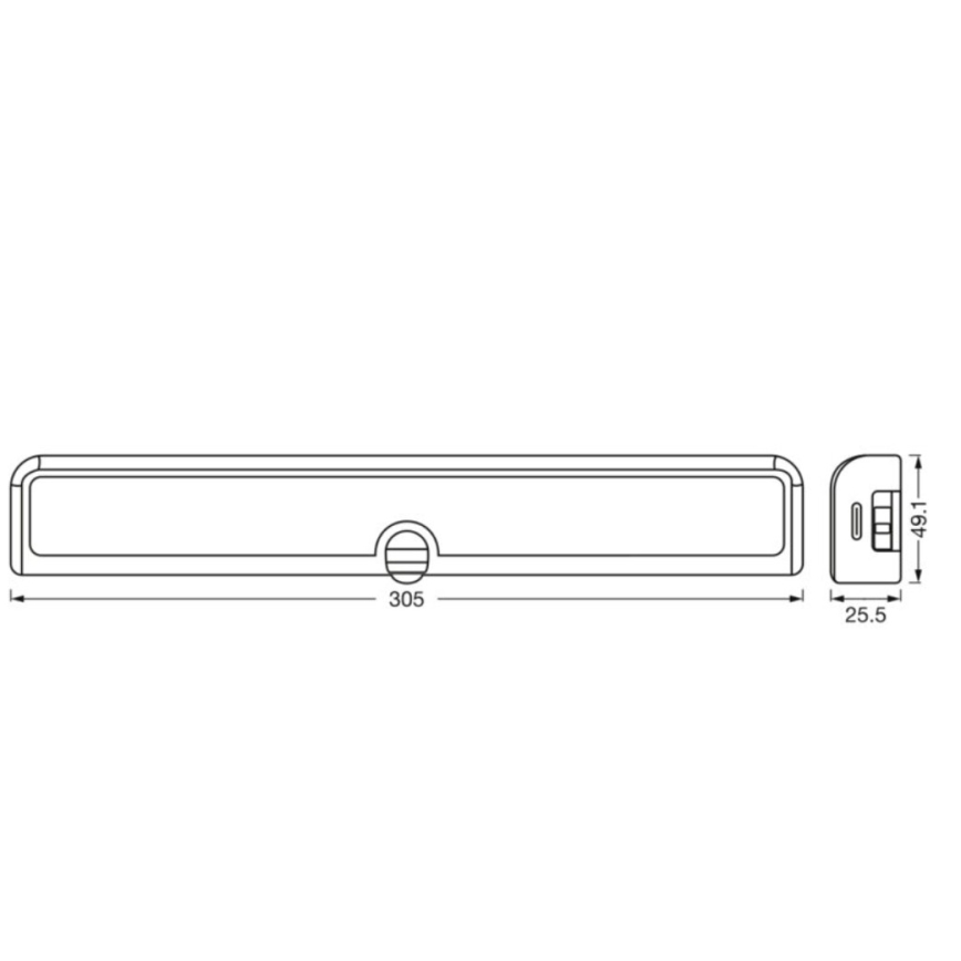 Osram - Dimeriuojamas LED po spintelės šviestuvas su judesio ir sutemos jutikliu LINEAR LED/3,8W/5V/3xAA 3000K 30 cm balta