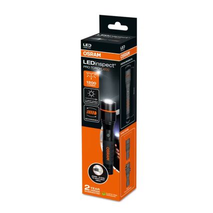 Osram - LED reguliuojamo ryškumo įkraunamas žibintuvėlis LEDINSPECT PRO TORCH 1200 LED/13W/3,6V 4000 mAh IP44