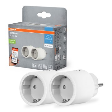 Osram - Rinkinys 2x išmanieji lizdai SMART+ MATTER SCHUKO 2300W/230V/10A Wi-Fi, balti