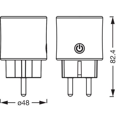 Osram - Rinkinys 2x išmanieji lizdai SMART+ MATTER SCHUKO 2300W/230V/10A Wi-Fi, balti