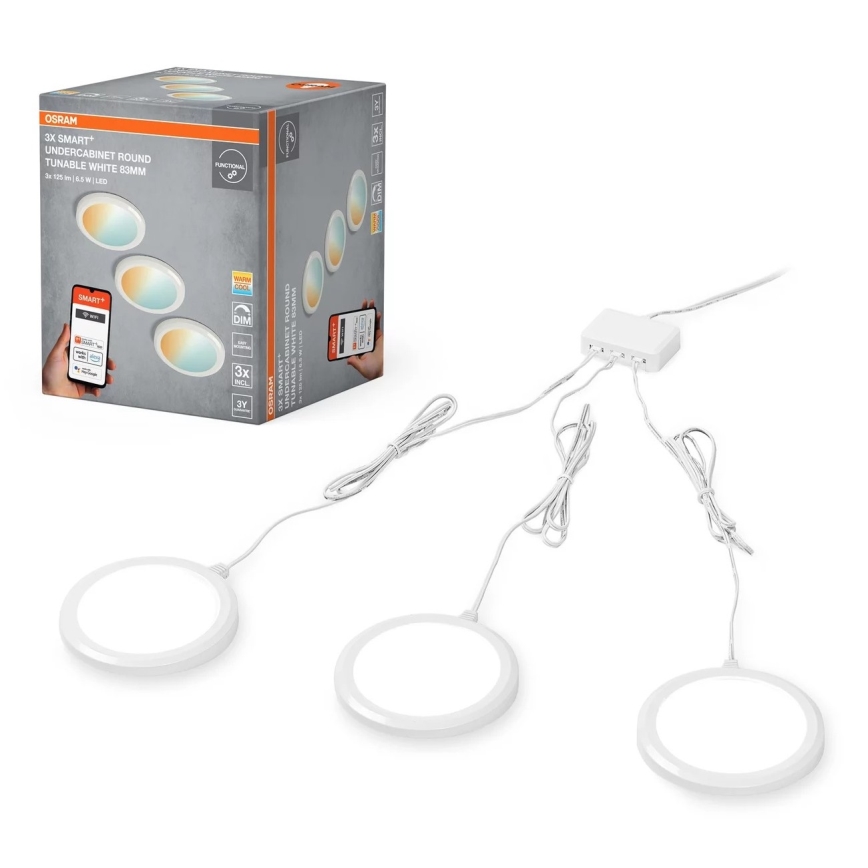 Osram - RINKINYS 3 vnt. reguliuojami SMART+ po spintelės LED šviestuvai LED/6,5W/230V 3000-6500K Wi-Fi