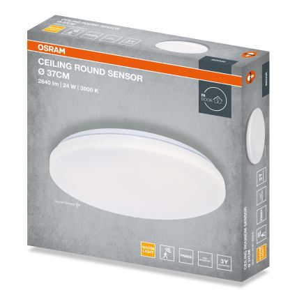 Osram - LED lubinis šviestuvas su sutemų jutikliu ROUND, 24 W, 230 V, skersmuo 37 cm