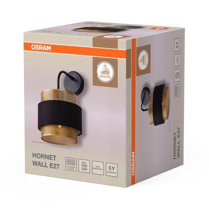 Osram - Sieninis šviestuvas DECOR HORNET 1xE27/10W/230V juodas/auksinis