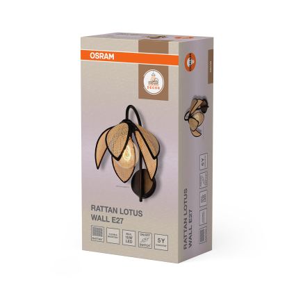 Osram - Sieninis šviestuvas DECOR RATTAN 1xE27/15W/230V smėlio/juoda