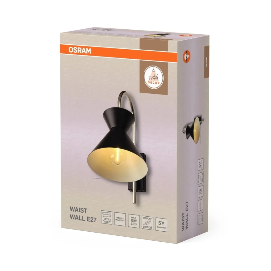 Osram - Sieninis šviestuvas DECOR WAIST 1xE27/40W/230V juodas