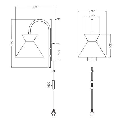 Osram - Sieninis šviestuvas DECOR WAIST 1xE27/40W/230V juodas