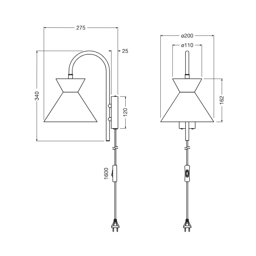 Osram - Sieninis šviestuvas DECOR WAIST 1xE27/40W/230V juodas