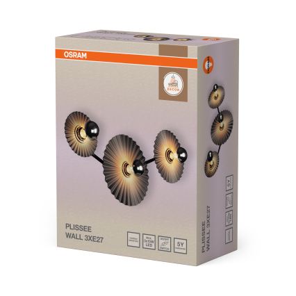 Osram - Sieninis šviestuvas PLISSEE 3xE27/15W/230V antracitas