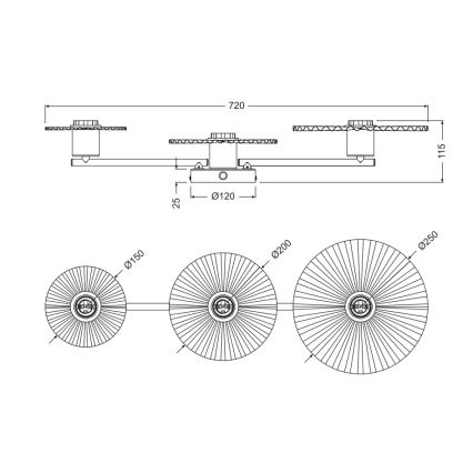 Osram - Sieninis šviestuvas PLISSEE 3xE27/15W/230V antracitas