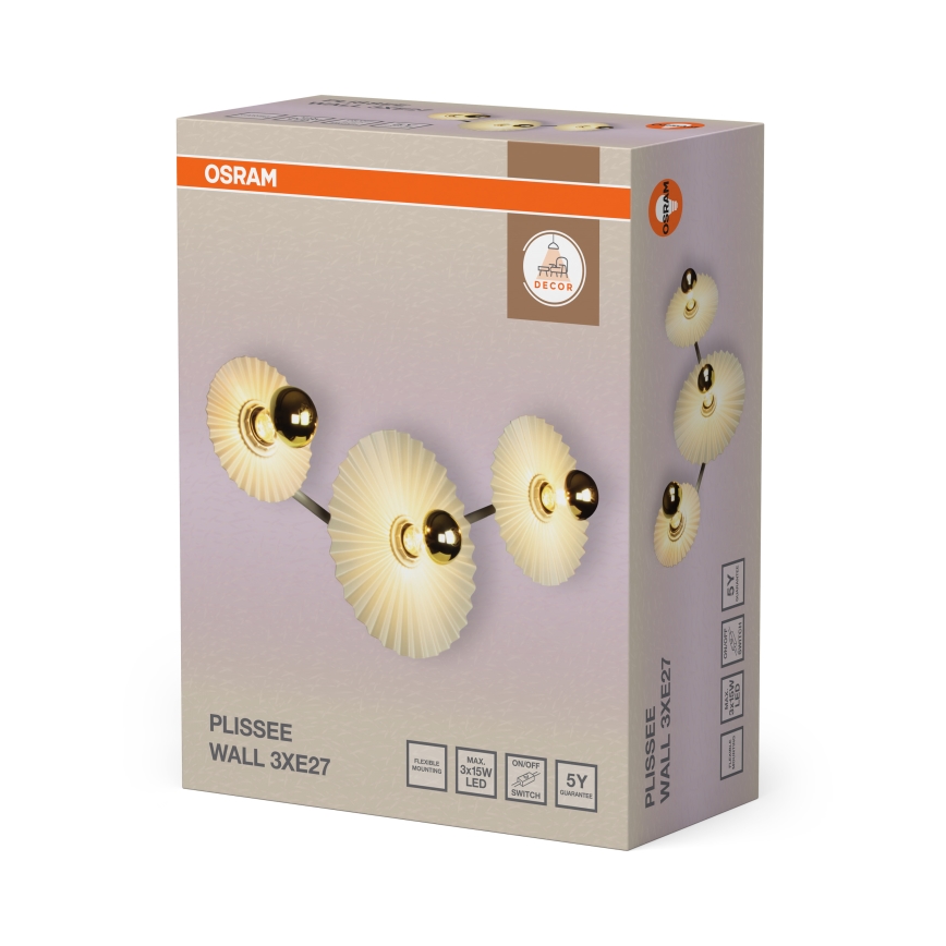 Osram - Sieninis šviestuvas PLISSEE 3xE27/15W/230V kreminės spalvos