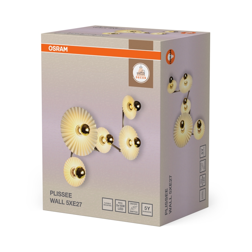 Osram - Sieninis šviestuvas PLISSEE 5xE27/15W/230V kreminis