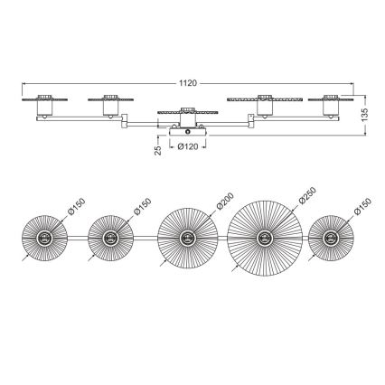 Osram - Sieninis šviestuvas PLISSEE 5xE27/15W/230V kreminis