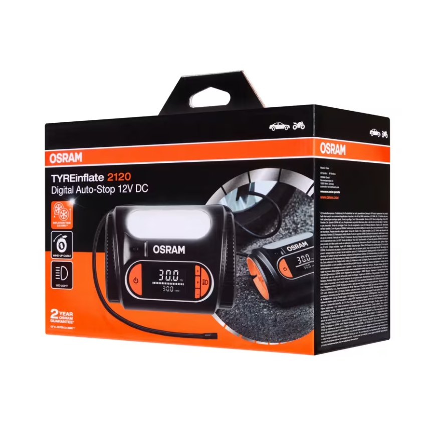 Osram - Skaitmeninis padangų kompresorius TYREinflate 2120 180W/12V