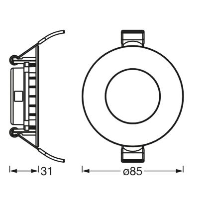 Osram - SLIM įleidžiamas LED lubų šviestuvas, 4,5W/230V 6500K