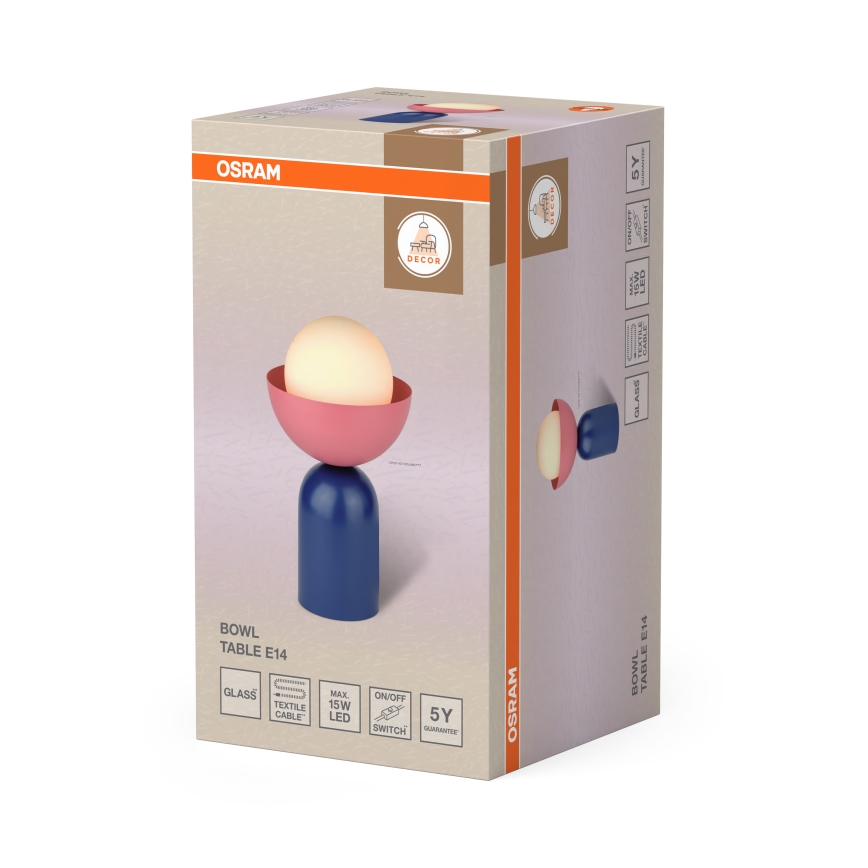 Osram - Stalinė lempa DECOR BOWL 1xE14/25W/230V mėlyna/rožinė