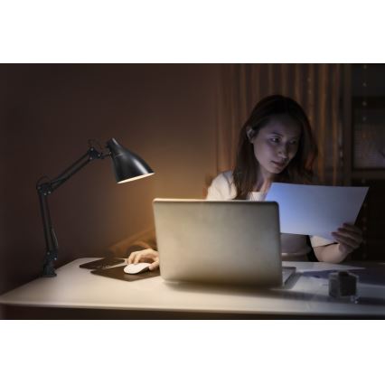 Osram - Stalinis šviestuvas su spaustuku DESK LINE 1xE27/11W/230V juodas