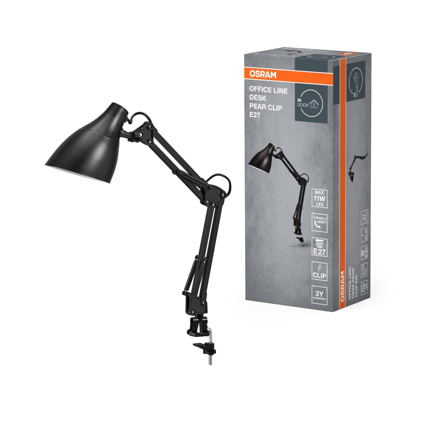 Osram - Stalinis šviestuvas su spaustuku DESK LINE 1xE27/11W/230V juodas