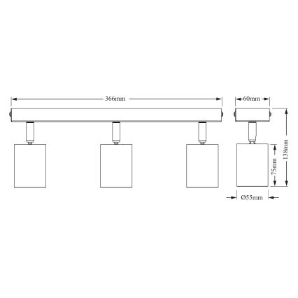 Osram - Taškinis šviestuvas ELEMENTAL 3xGU10/6W/230V