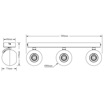 Osram - Taškinis šviestuvas SPOT SPHERAL 3xGU10/6W/230V juodas