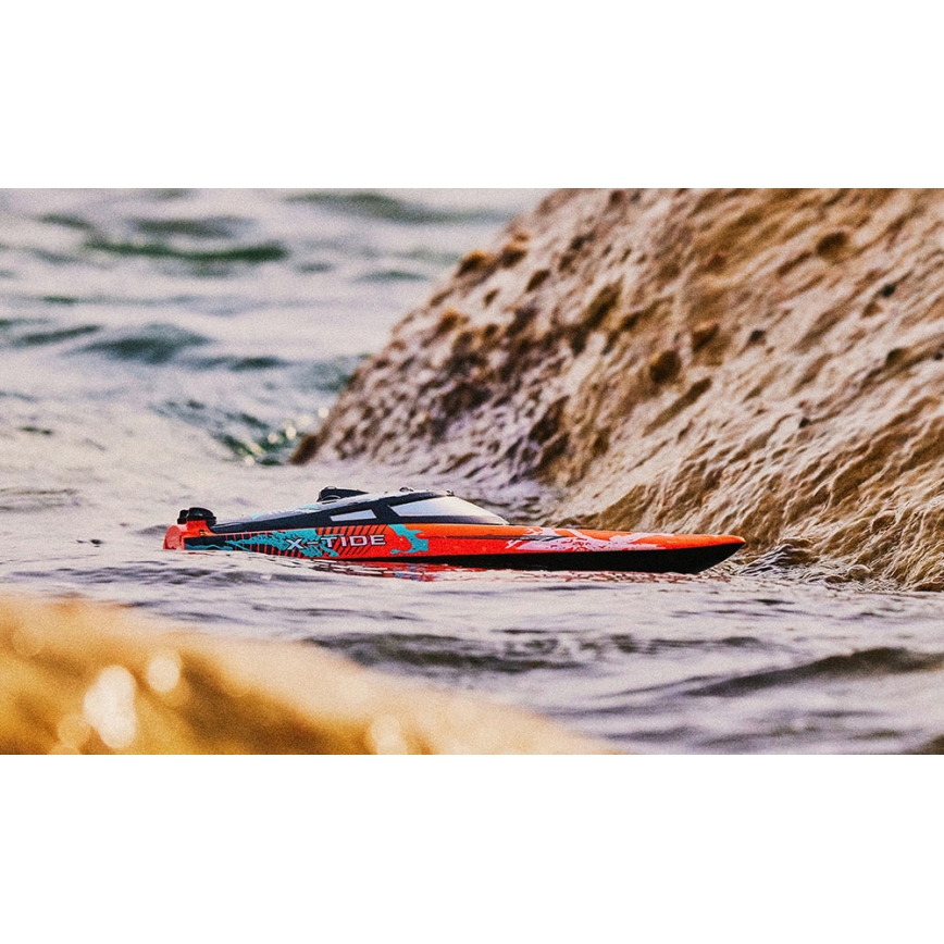 Overmax - nuotoliniu būdu valdoma RC valtis X-TIDE 2400 mAh juoda/oranžinė