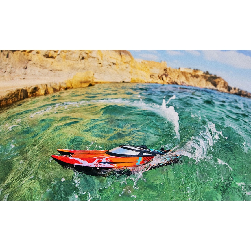 Overmax - nuotoliniu būdu valdoma RC valtis X-TIDE 2400 mAh juoda/oranžinė