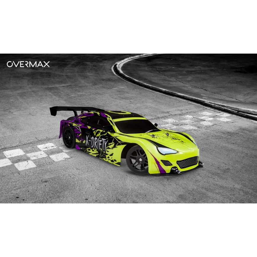 Overmax - RC drift automobilis su nuotoliniu pultu X-DRIFT 1000 mAh geltona/violetinė