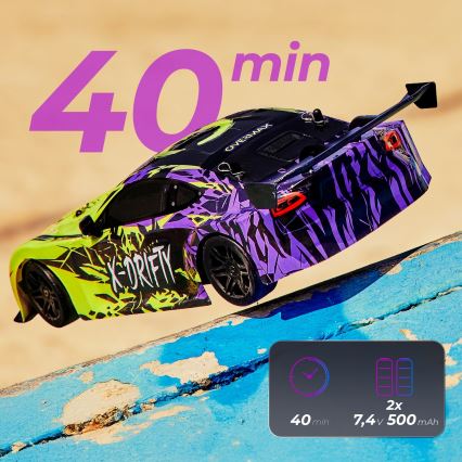 Overmax - RC drift automobilis su nuotoliniu pultu X-DRIFT 1000 mAh geltona/violetinė