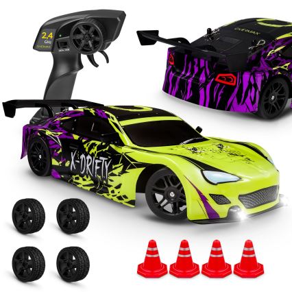 Overmax - RC drift automobilis su nuotoliniu pultu X-DRIFT 1000 mAh geltona/violetinė