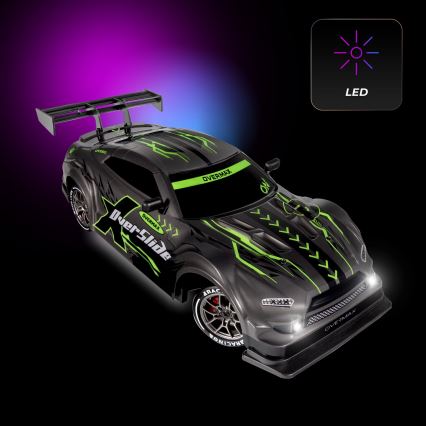 Overmax - RC drift automobilis su nuotoliniu valdymu 2 viename X-OVERSLIDE 1000 mAh juoda/žalia/mėlyna/raudona