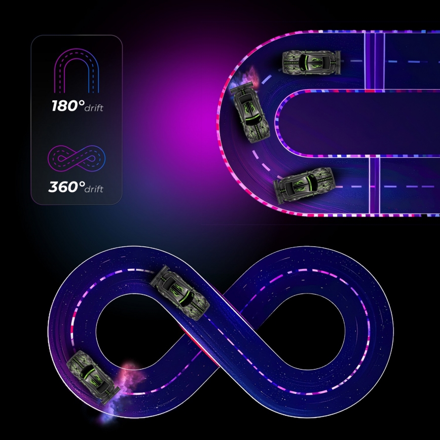 Overmax - RC drift automobilis su nuotoliniu valdymu 2 viename X-OVERSLIDE 1000 mAh juoda/žalia/mėlyna/raudona