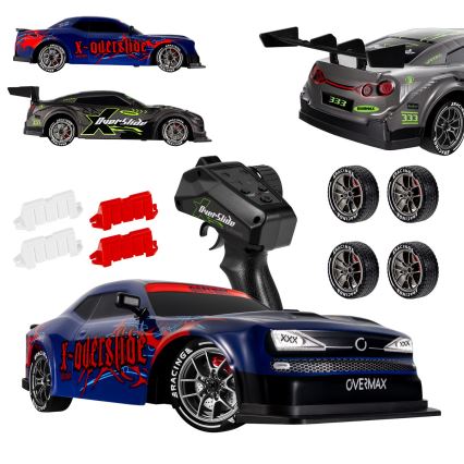 Overmax - RC drift automobilis su nuotoliniu valdymu 2 viename X-OVERSLIDE 1000 mAh juoda/žalia/mėlyna/raudona