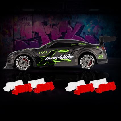 Overmax - nuotoliniu pultu valdomas RC drift automobilis X-OVERSLIDE, 1000 mAh, juoda/žalia/mėlyna/raudona