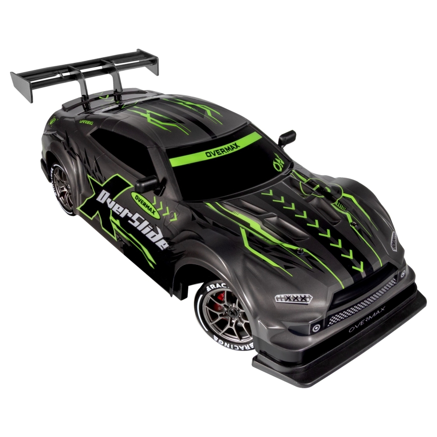 Overmax - nuotoliniu pultu valdomas RC drift automobilis X-OVERSLIDE, 1000 mAh, juoda/žalia/mėlyna/raudona
