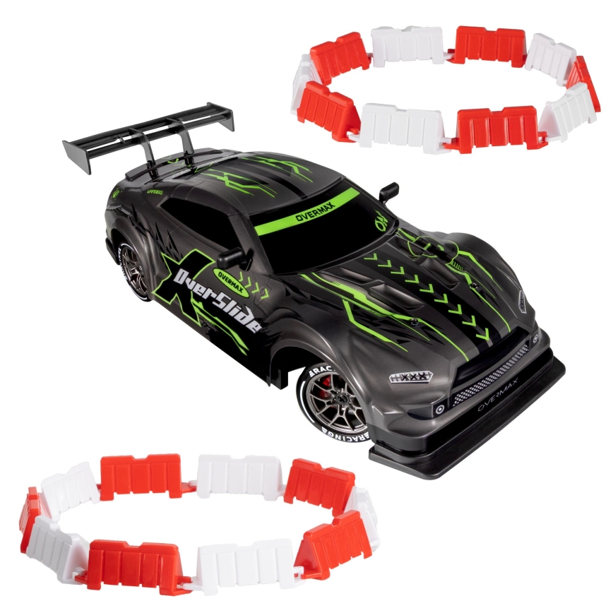 Overmax - nuotoliniu pultu valdomas RC drift automobilis X-OVERSLIDE, 1000 mAh, juoda/žalia/mėlyna/raudona
