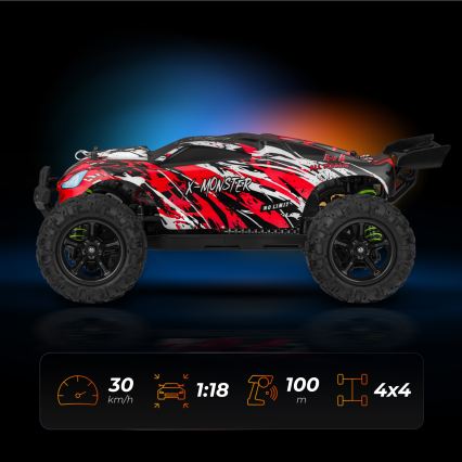 Overmax - nuotolinio valdymo RC automobilis X-MONSTER 3.5 1700 mAh juoda/raudona/žalia