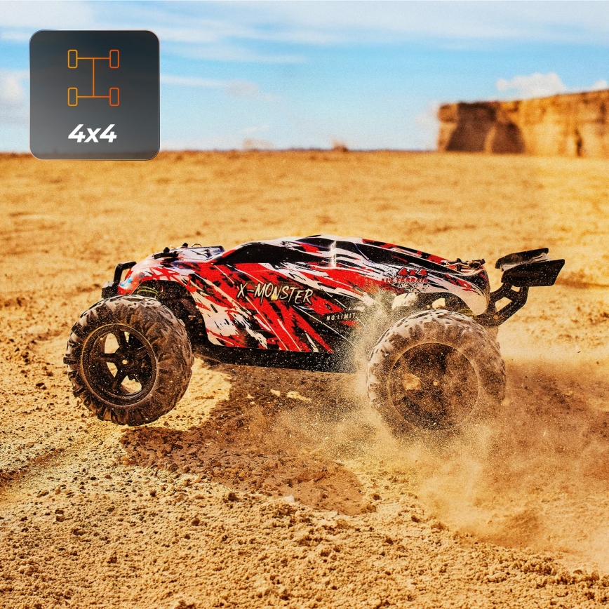 Overmax - nuotoliniu būdu valdomas RC automobilis 2in1 X-MONSTER 3.5 1700 mAh juoda/raudona/žalia