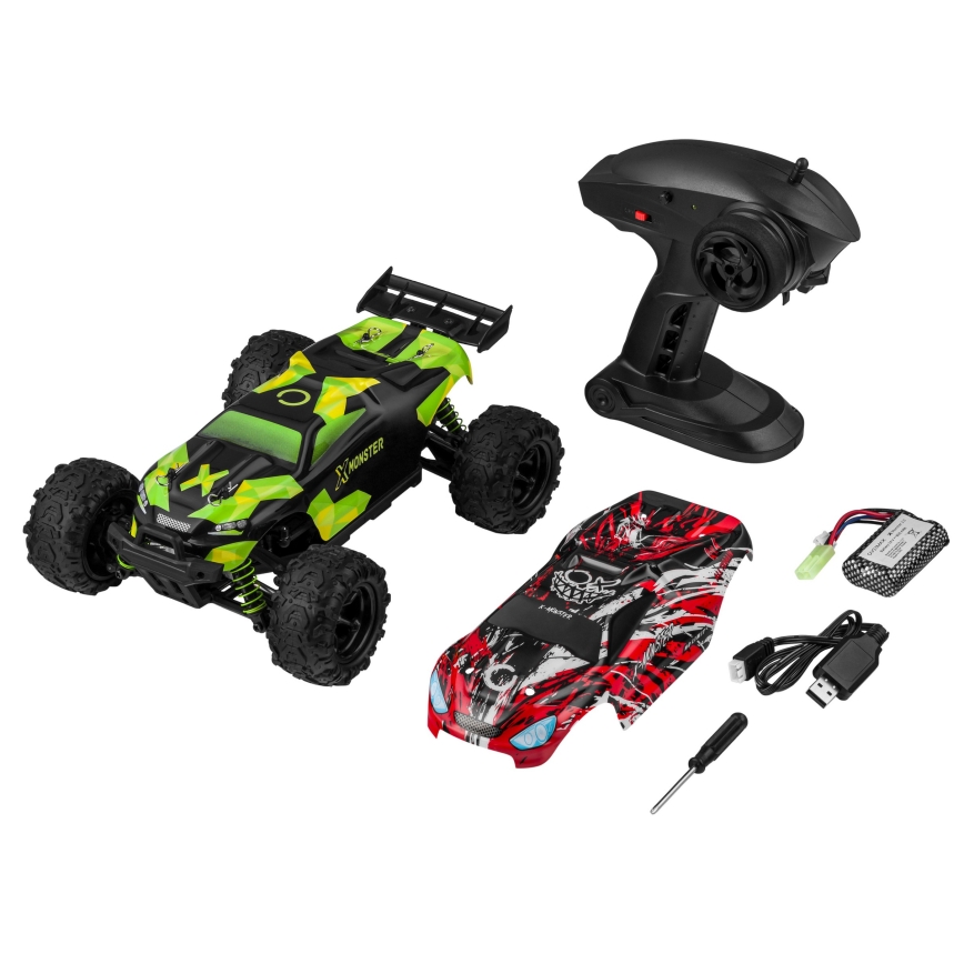 Overmax - nuotoliniu būdu valdomas RC automobilis 2in1 X-MONSTER 3.5 1700 mAh juoda/raudona/žalia