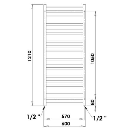 P.M.H. AV4B - Vonios kambario kopėčių tipo rankšluosčių džiovintuvas AVENTO 567W 121 cm juodas