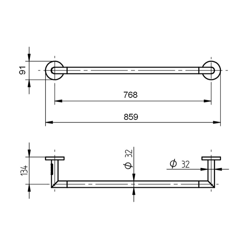 P.M.H. IN1B-L – Elektrinis rankšluosčių džiovintuvas INGA, 17 W/230 V, 85,9 cm, IP44, kairinis/juodos spalvos