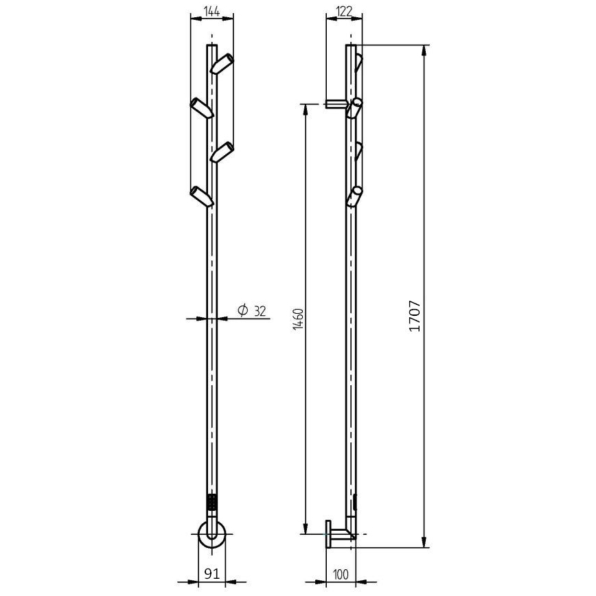 P.M.H. LS1B - Elektrinis rankšluosčių džiovintuvas LISA 24W/230V 170 cm IP44 juodas