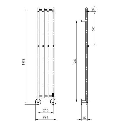 P.M.H. MO1SS-L - Elektrinis rankšluosčių džiovintuvas MONA 93W/230V 153,3 cm IP44 poliruotas nerūdijantis plienas