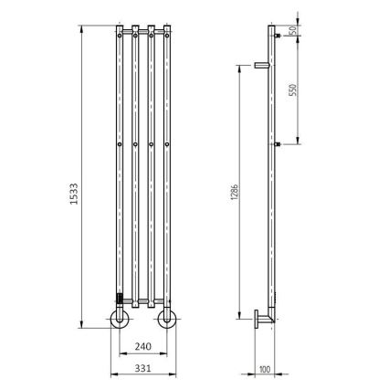 P.M.H. MO1SS-LK - Elektrinis rankšluosčių džiovintuvas MONA 93W/230V 153,3 cm IP44 poliruotas nerūdijantis plienas