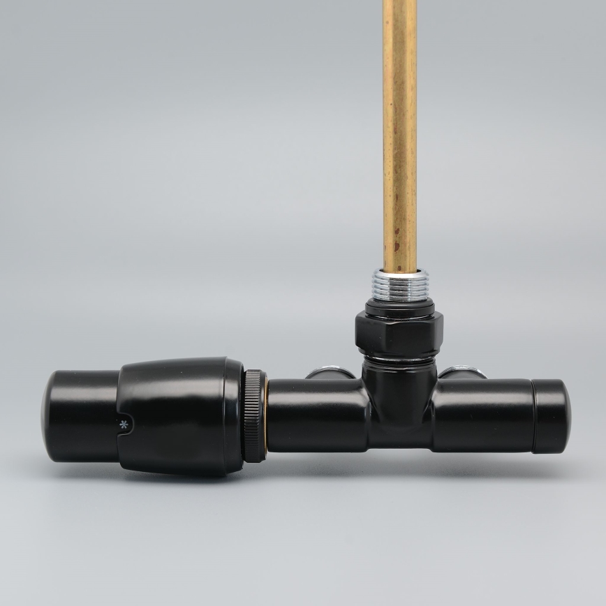 P.M.H. UNIKO-LB-EK - Vožtuvas su UNIKO termostatine galvute, kairinis/juodas