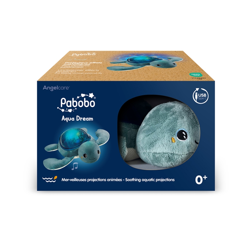 PABOBO - Projektorius su melodija AQUA DREAM USB vėžlys 1200 mAh