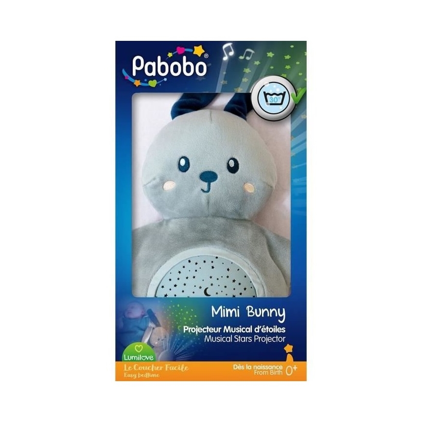 PABOBO - Projektorius su melodija Bunny Soft Plush 3xAA