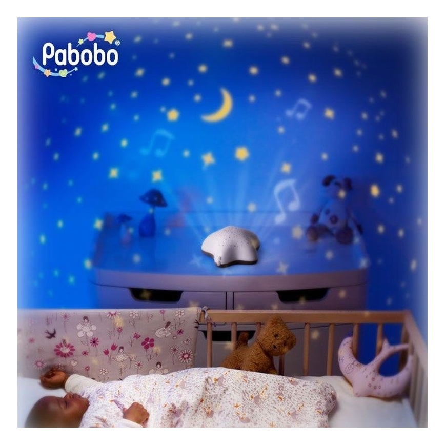 PABOBO - projektorius su melodija STAR 3xAA rožinė