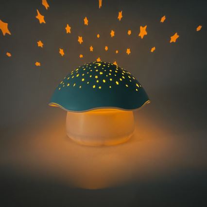 PABOBO - Projektorius su melodija STAR MUSHROOM 3xAA mėlyna