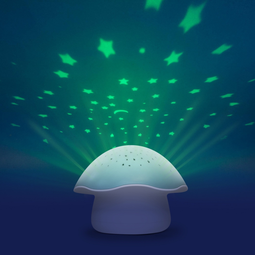 PABOBO - Projektorius su melodija STAR MUSHROOM 3xAA mėlyna